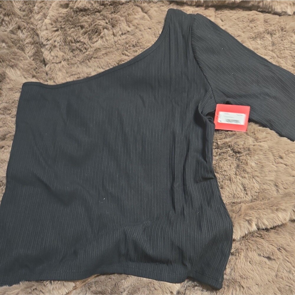 Spanx One Shoulder Top Very Black Travel Size M Chic Night Out Date Minimalist